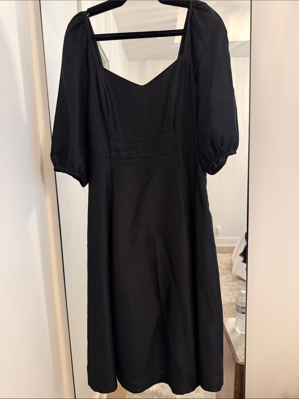 Draper James Black Puff-Sleeve Midi Dress